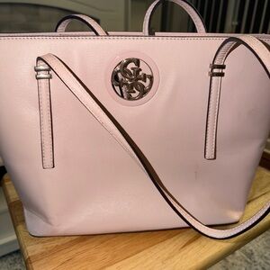 GUESS Blush Pink Logo Zip Tote Bag